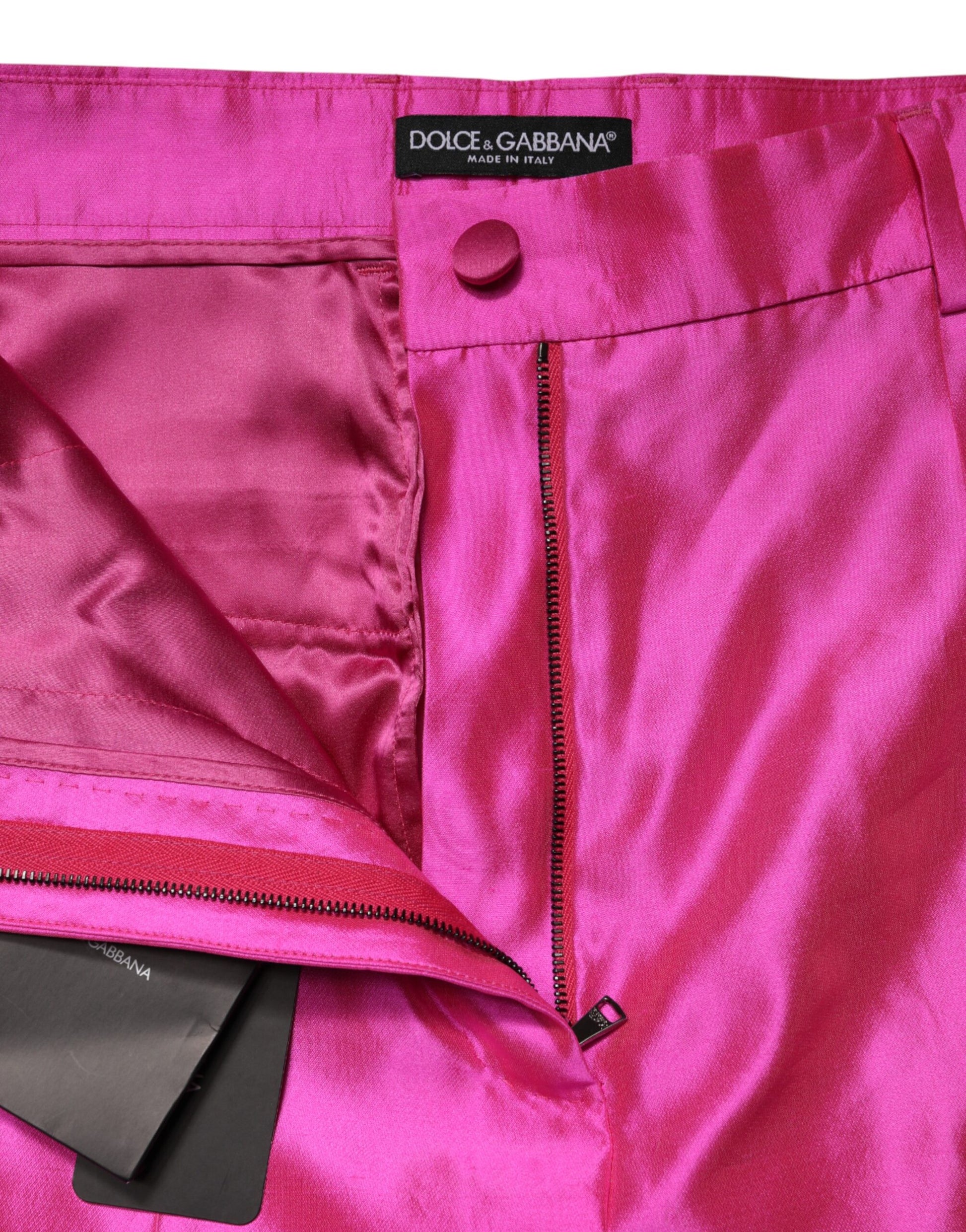 A pair of pink silk high waist trousers from Dolce & Gabbana