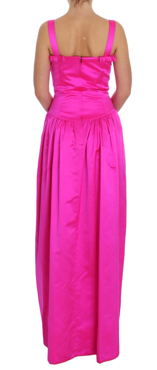Pink formal dress on hanger