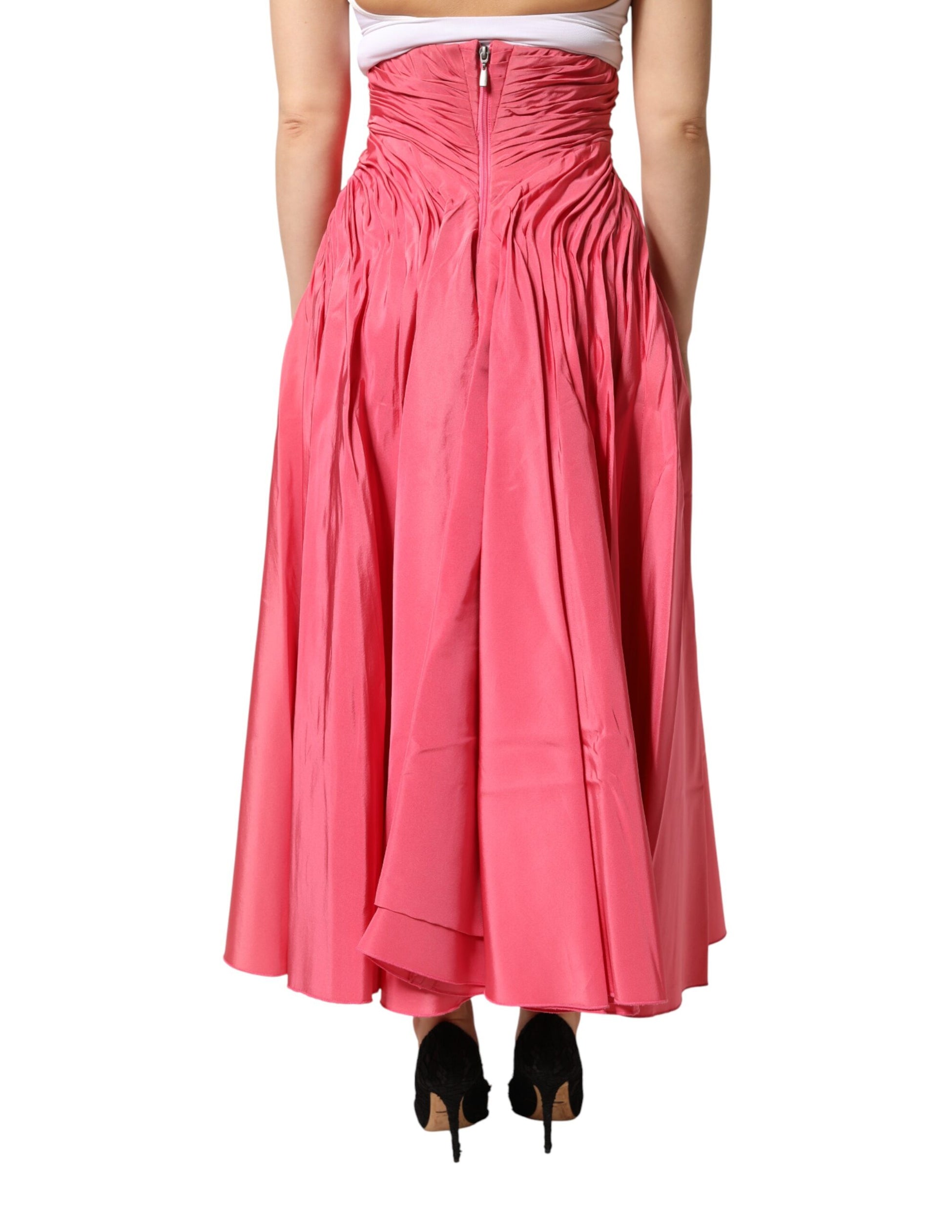 Pink skirt with ruffles on hem