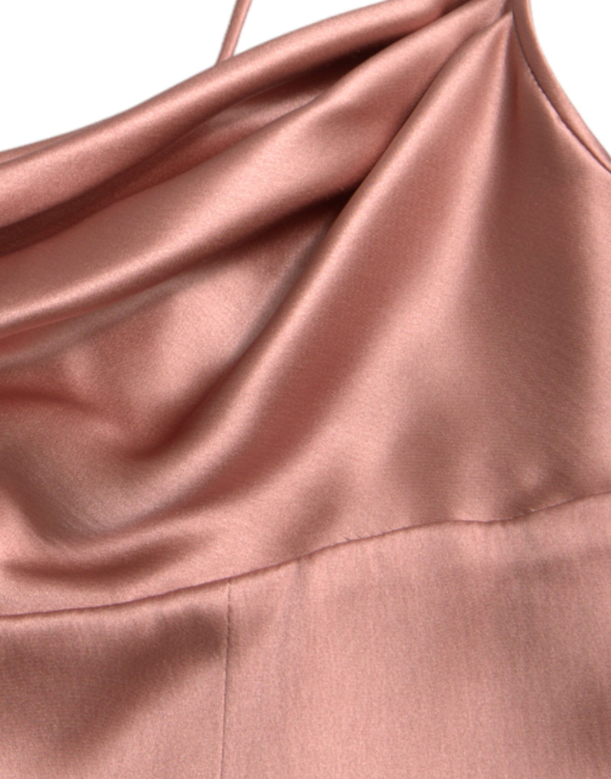 A pink silk spaghetti straps long gown dress