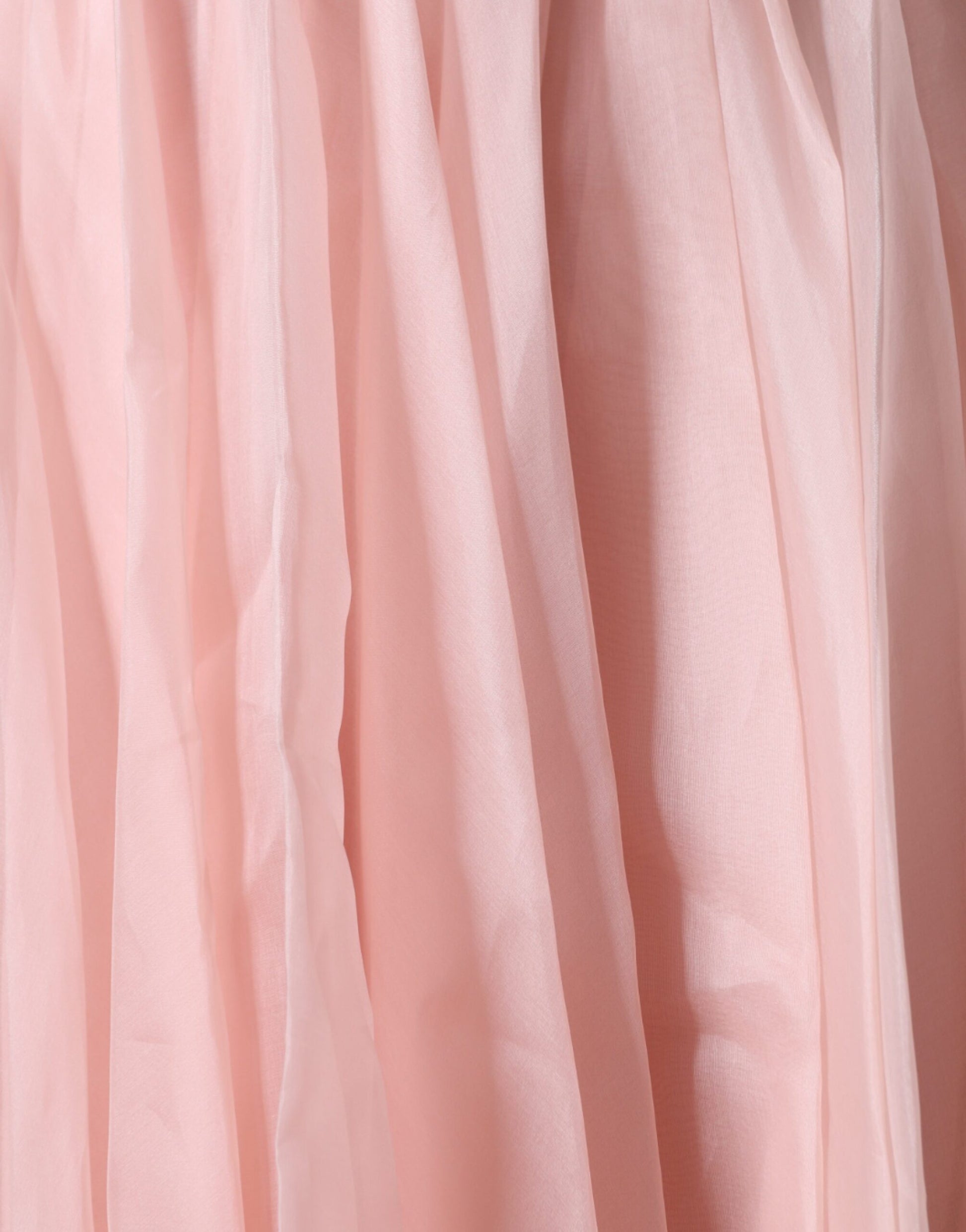 Pink silk strapless maxi dress with ruffled hem