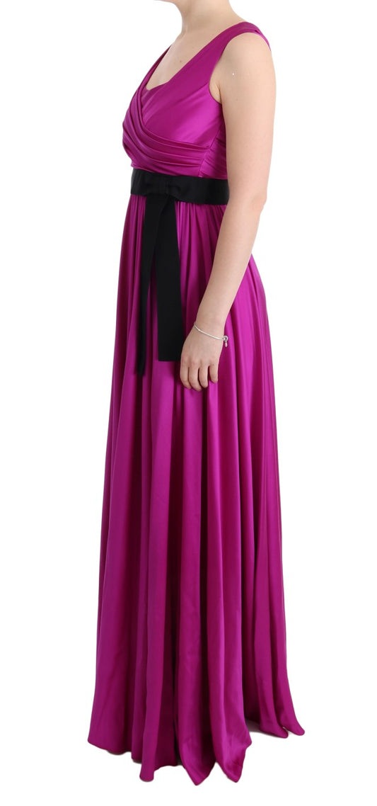 Long purple dress with black belt