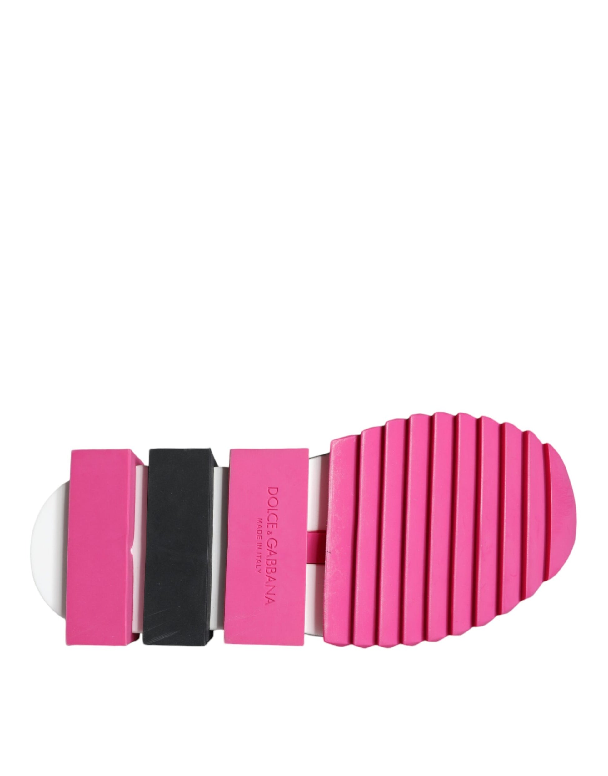 Pair of pink and black sneakers with crystal embellishments