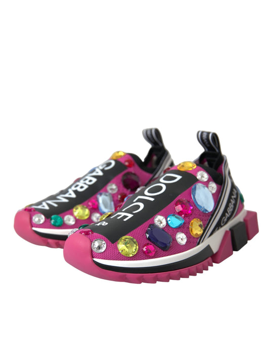 Pink and black sneakers with glittery stones on the side