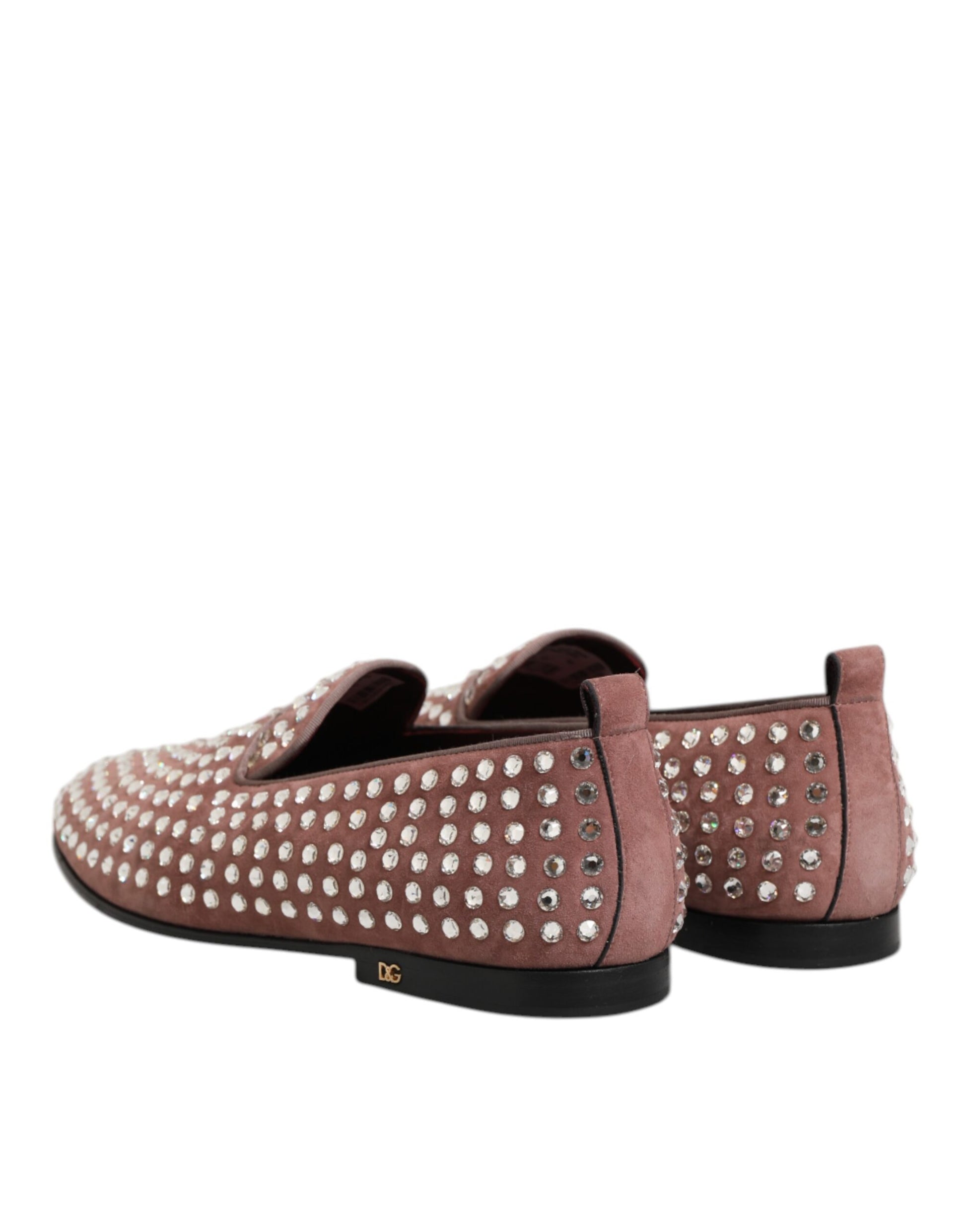 A pair of men's loafers with suede and crystal embellishments
