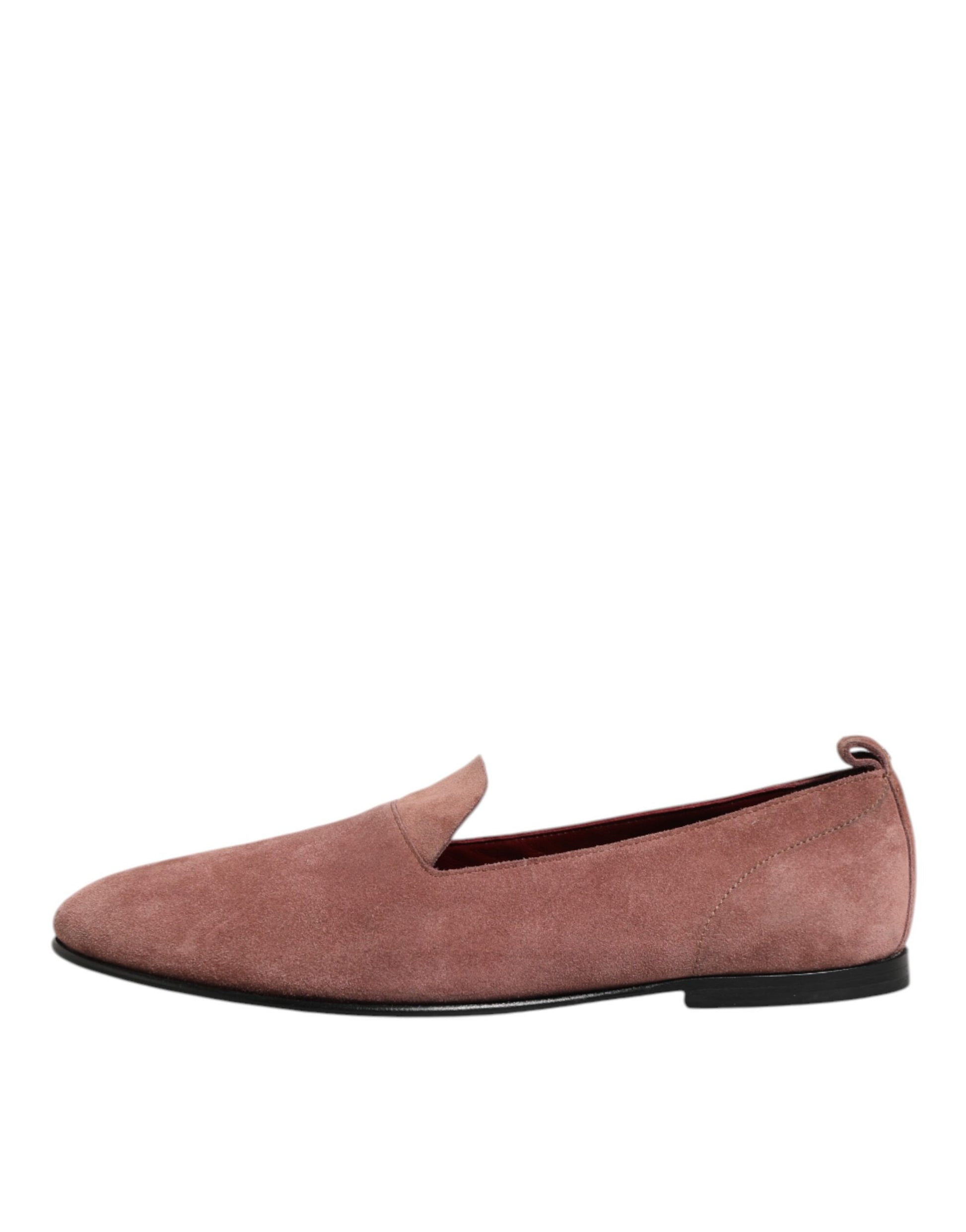 A pair of men's formal dress shoes with a suede finish, featuring a pink color and a design that suggests