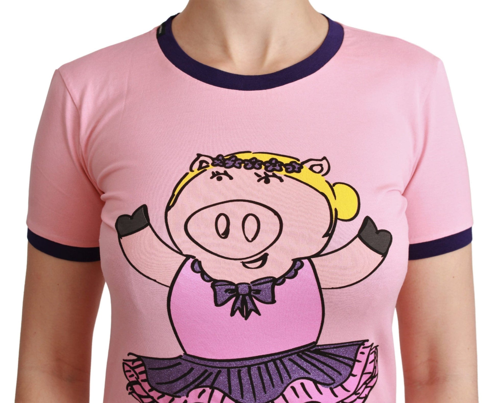 Pink t-shirt with cartoon pig design