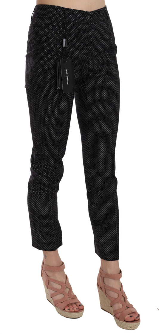 Black pants with white dots
