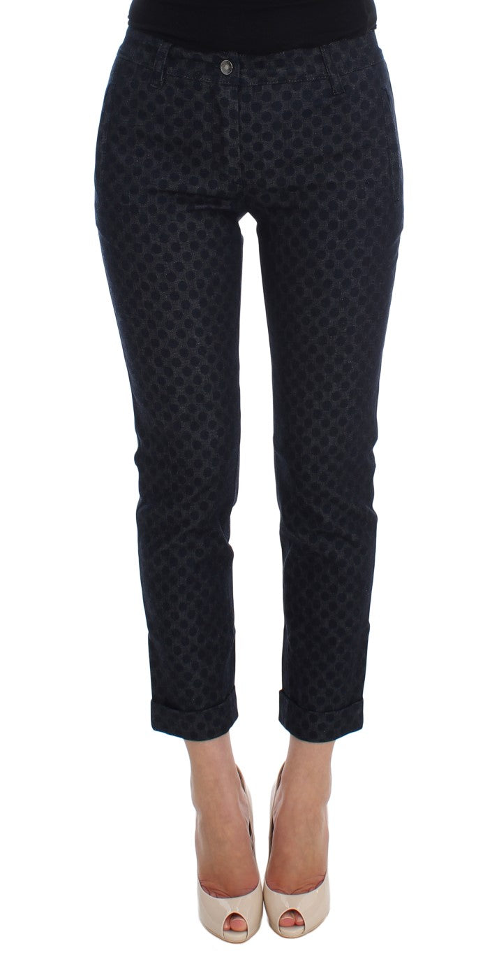 Pair of women's jeans with a patterned design on legs