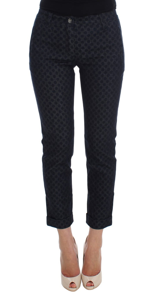 Pair of women's jeans with a patterned design on legs