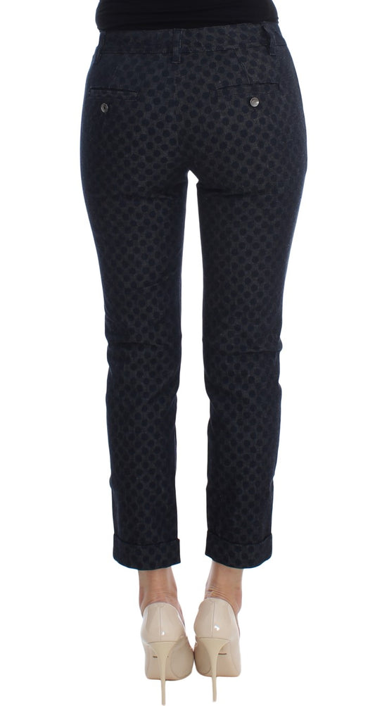 Pair of women's jeans with a patterned design on the legs