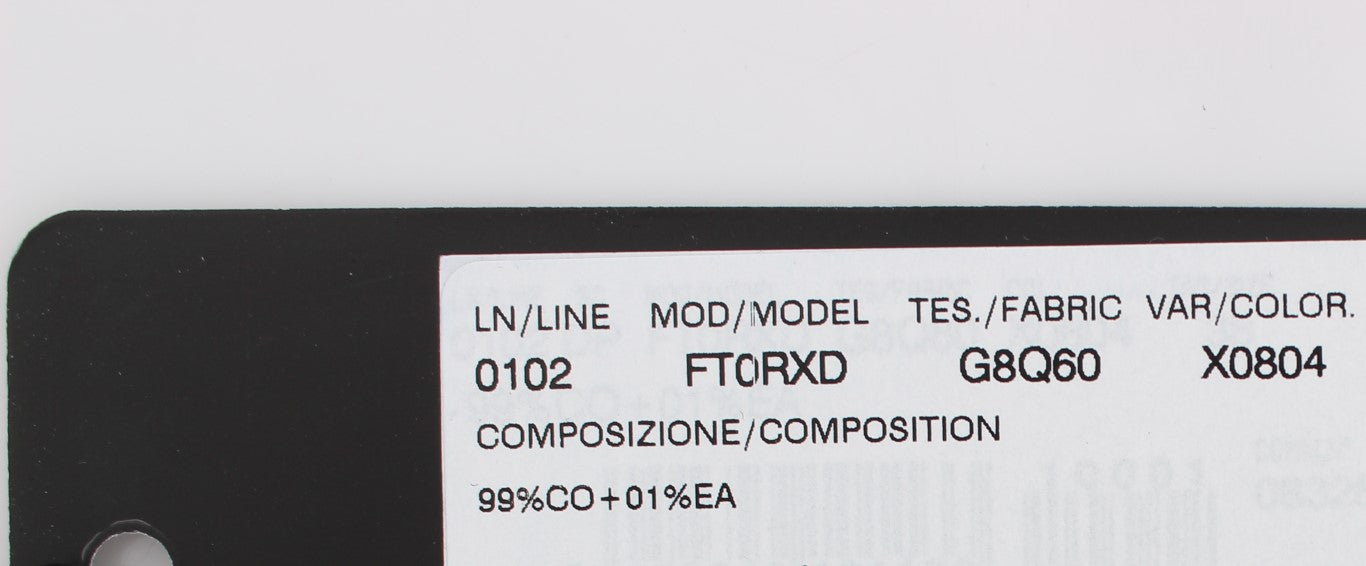 Black and white label with barcode and product information