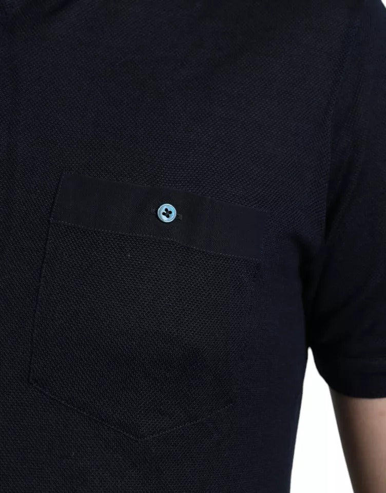 Navy blue sweater with pocket on left chest