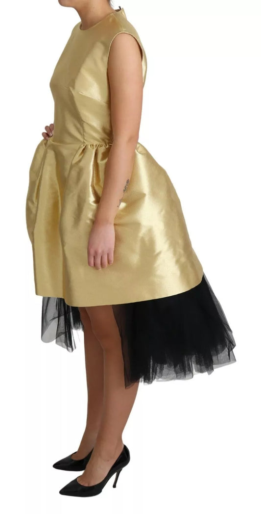 Yellow gold sleeveless dress with tulle skirt
