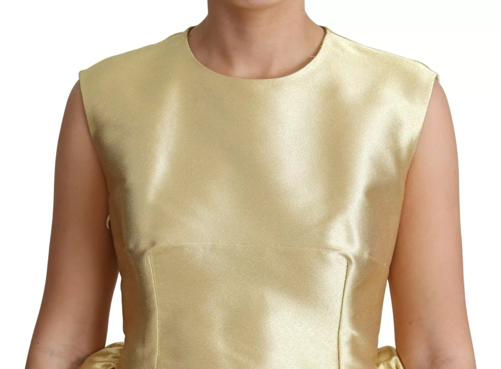 Gold sleeveless dress with tulle skirt