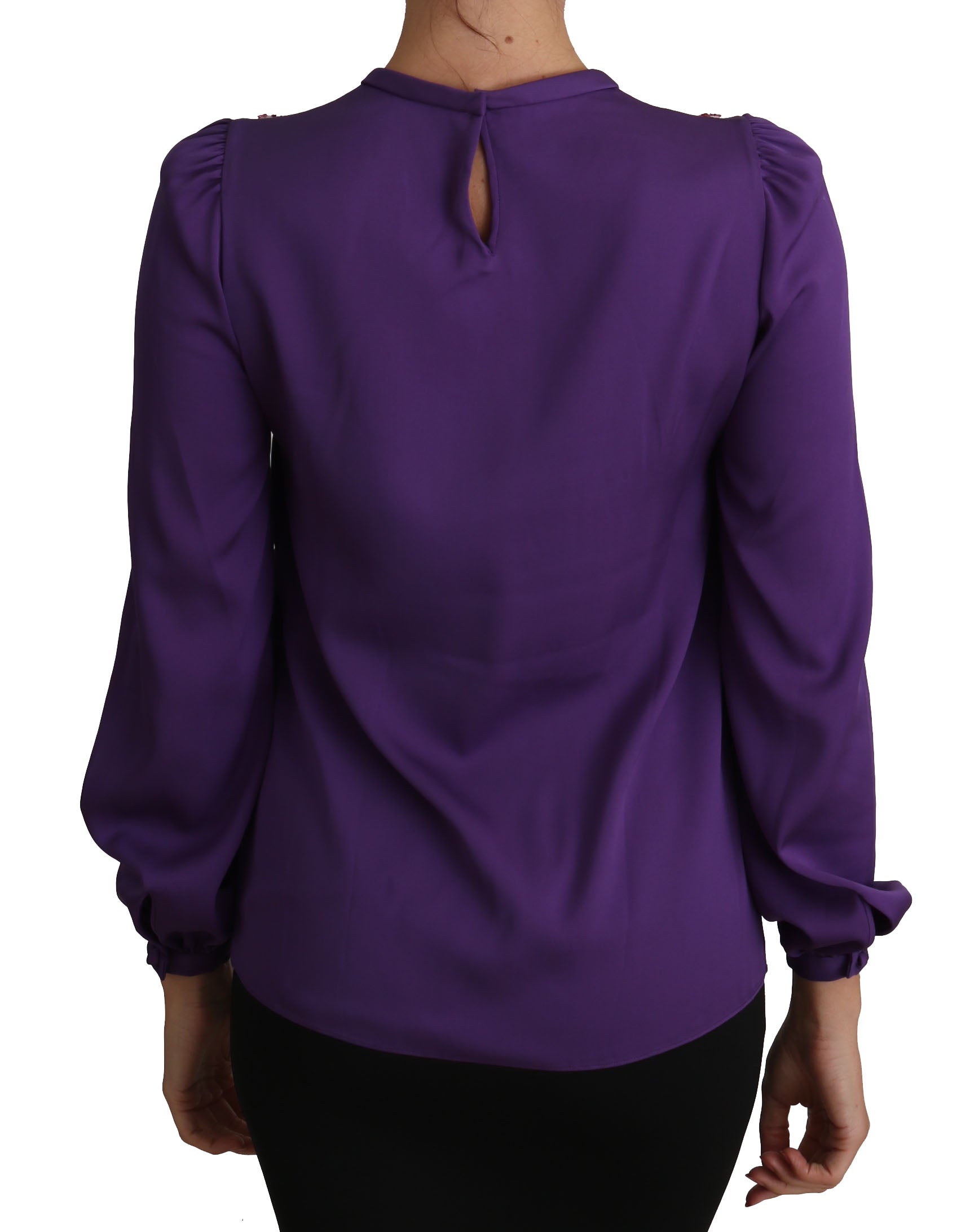 Purple blouse with ruffled sleeves