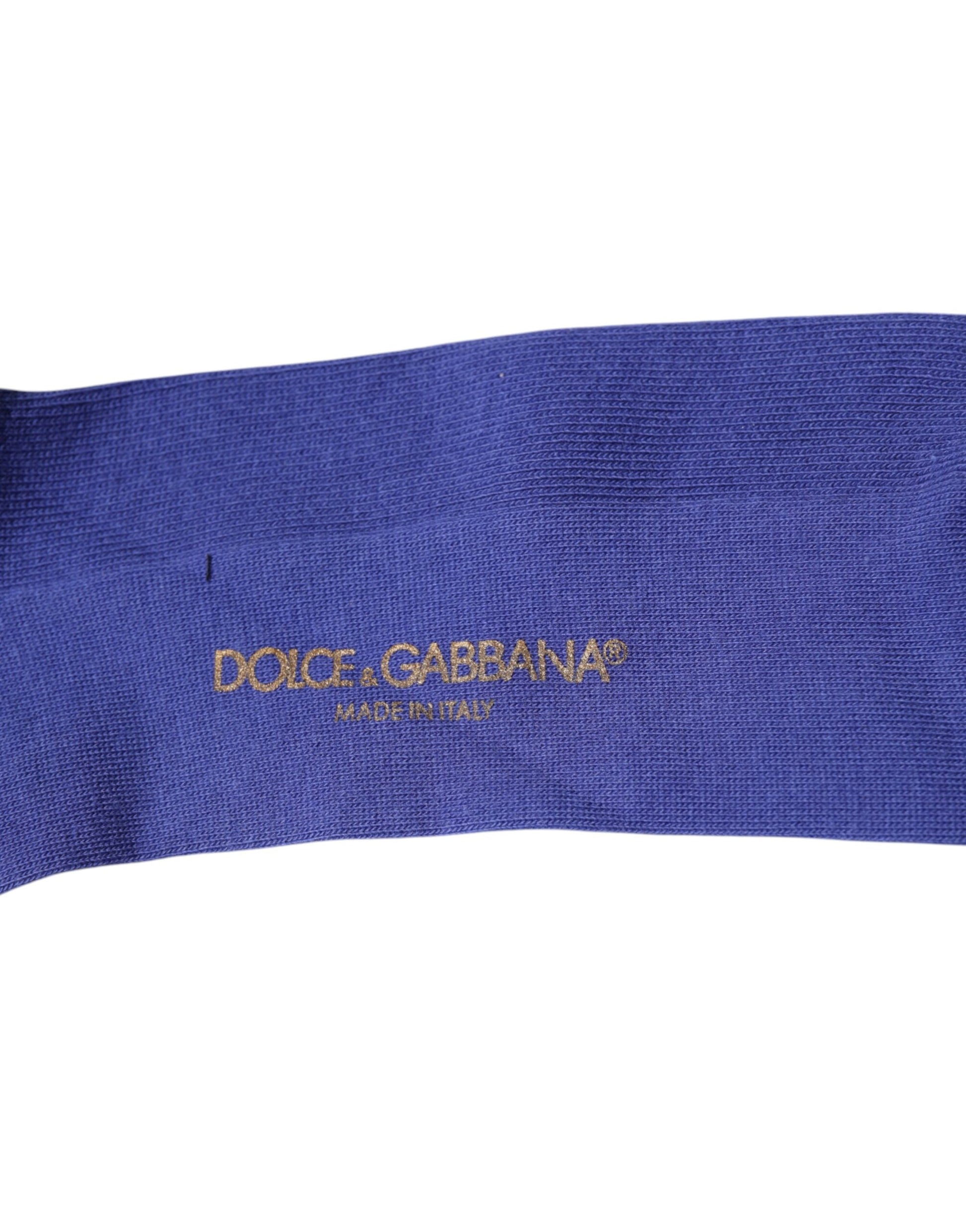 Blue sock with brand name embroidered on it