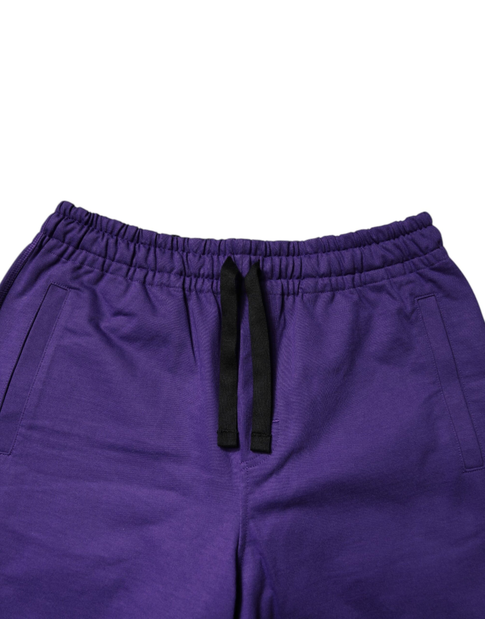 Purple cotton men's bermuda sweat shorts with drawstring