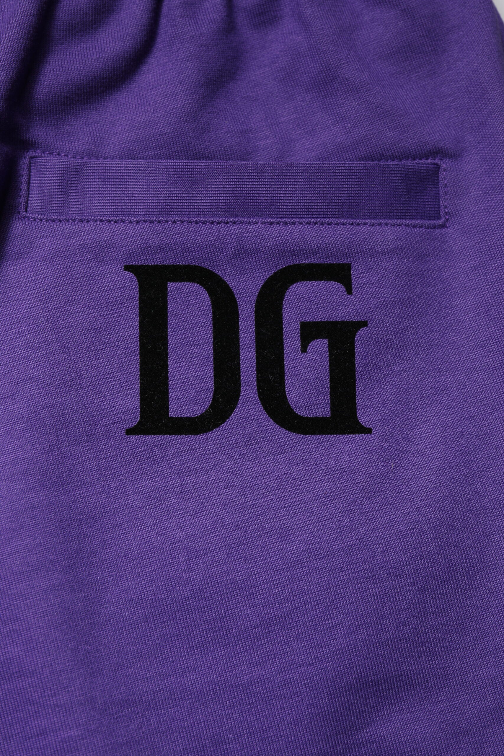 Purple cotton men's bermuda shorts with white logo