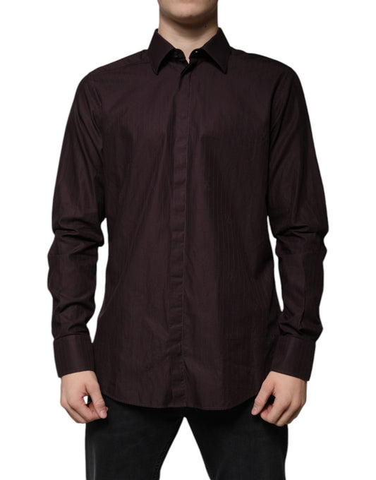 A purple cotton slim fit dress shirt by Dolce & Gabbana