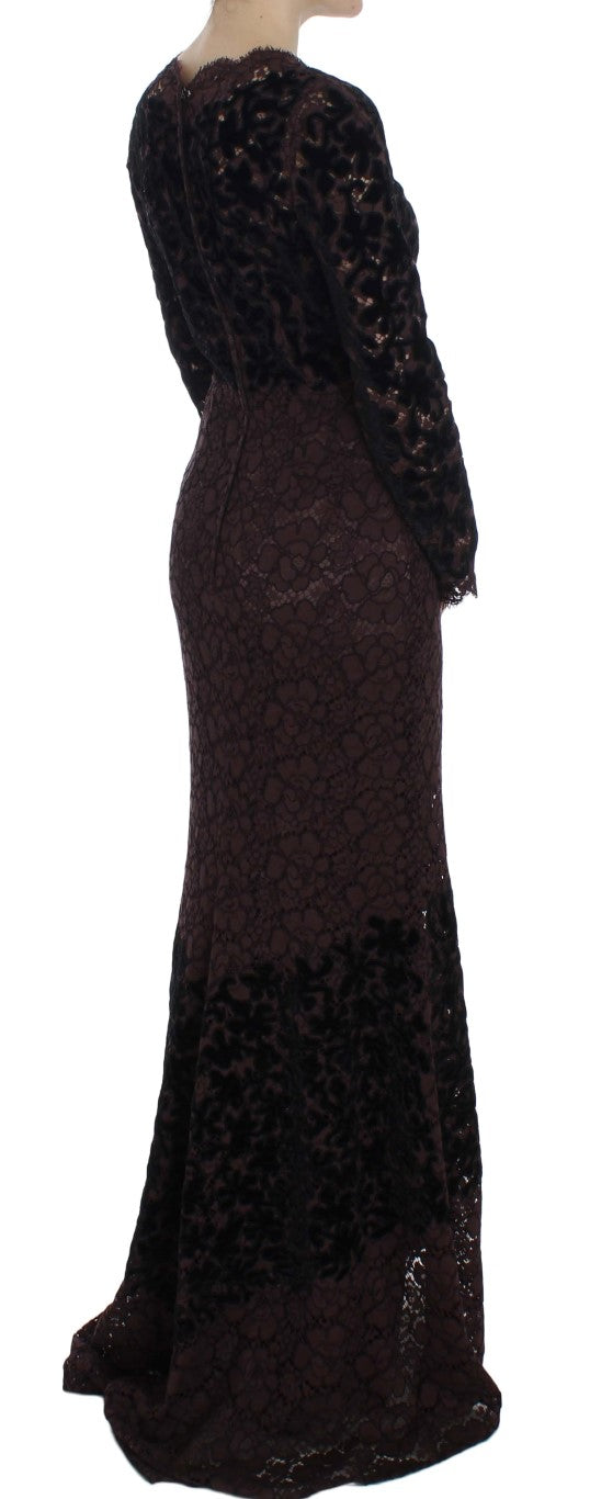 Long black lace dress on mannequin