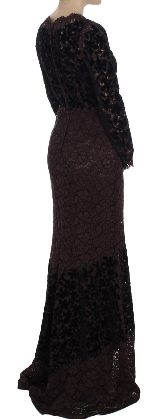 Long black lace dress on mannequin
