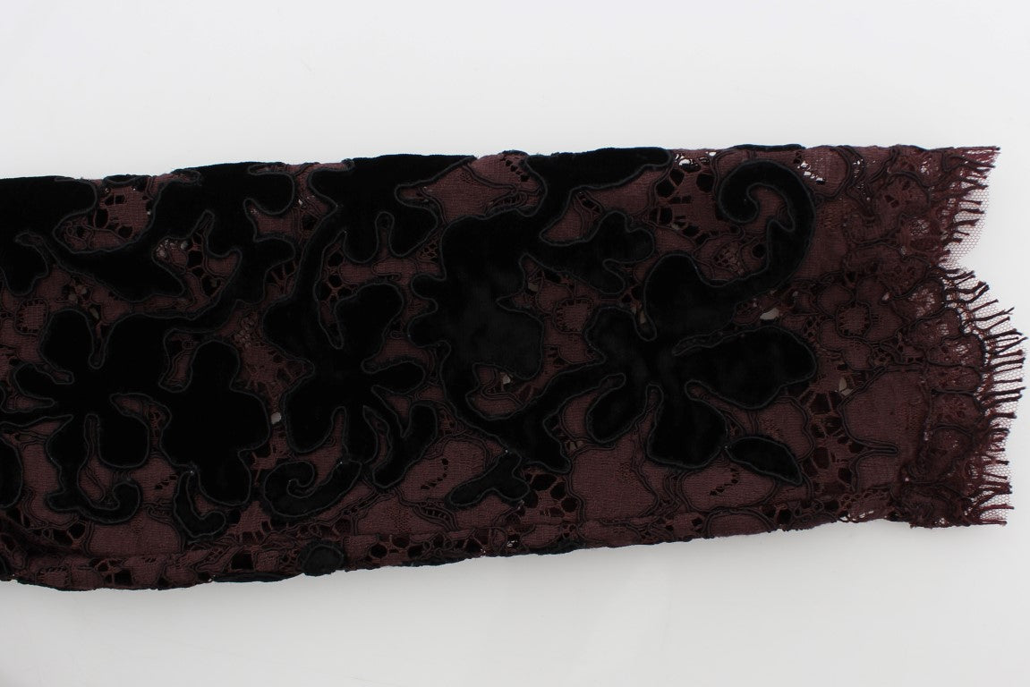 Black lace scarf with fringe ends