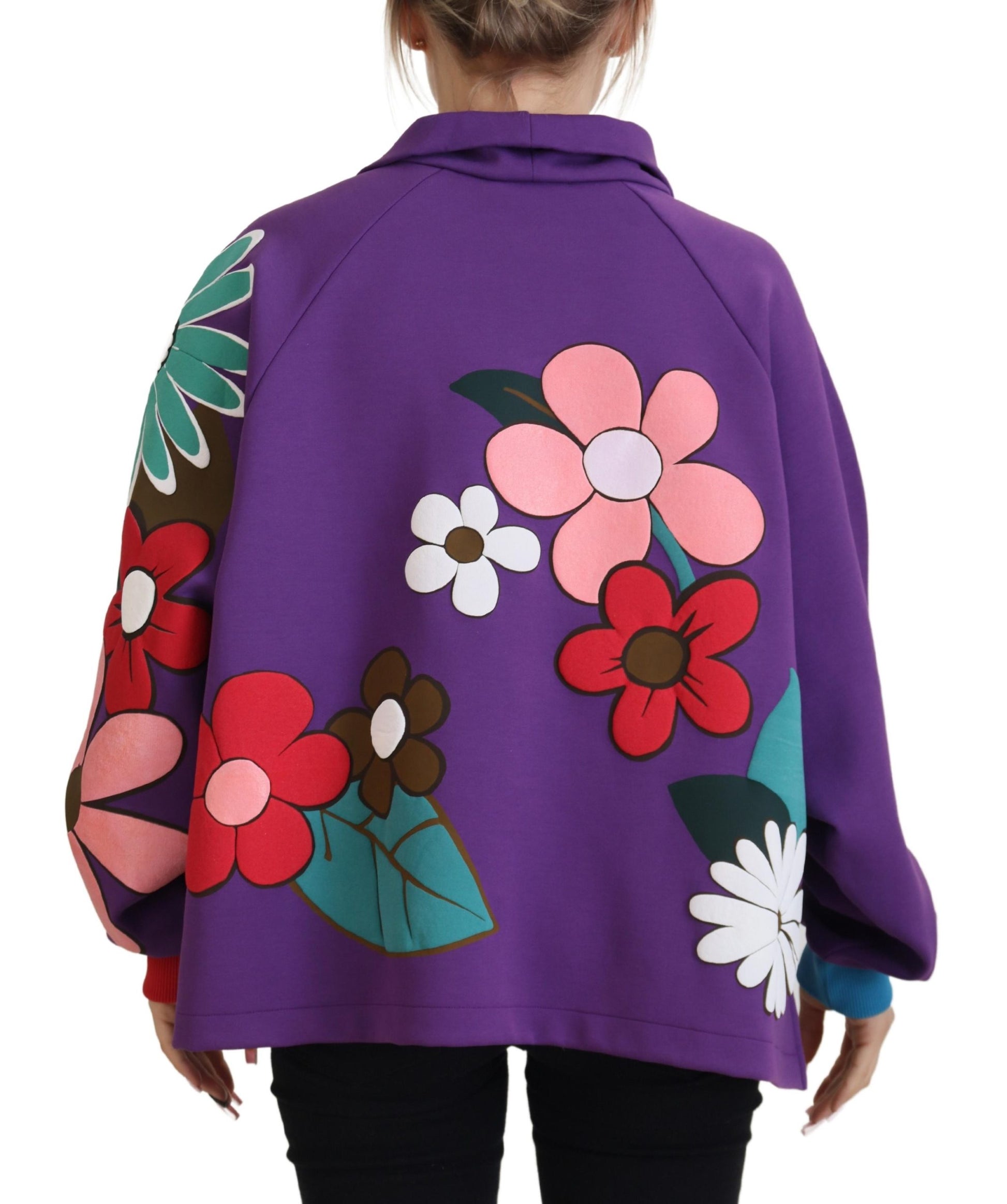 Purple jacket with floral embroidery on back