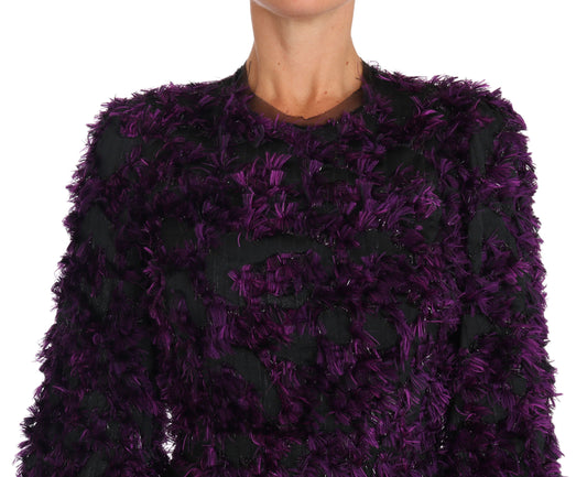 A purple midi dress with fringe details, designed by Dolce & Gabbana