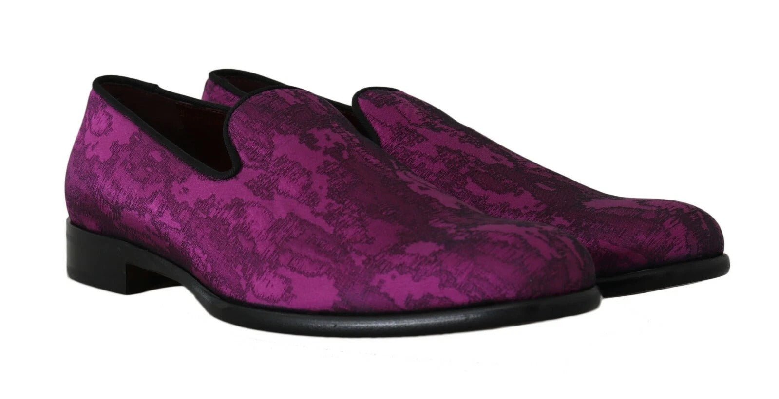 Pair of purple lace-up shoes with a glittery pattern on the upper part