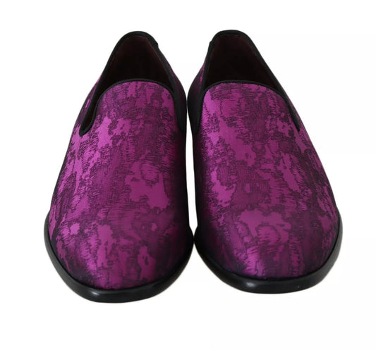 Pair of purple velvet slippers with embroidered pattern