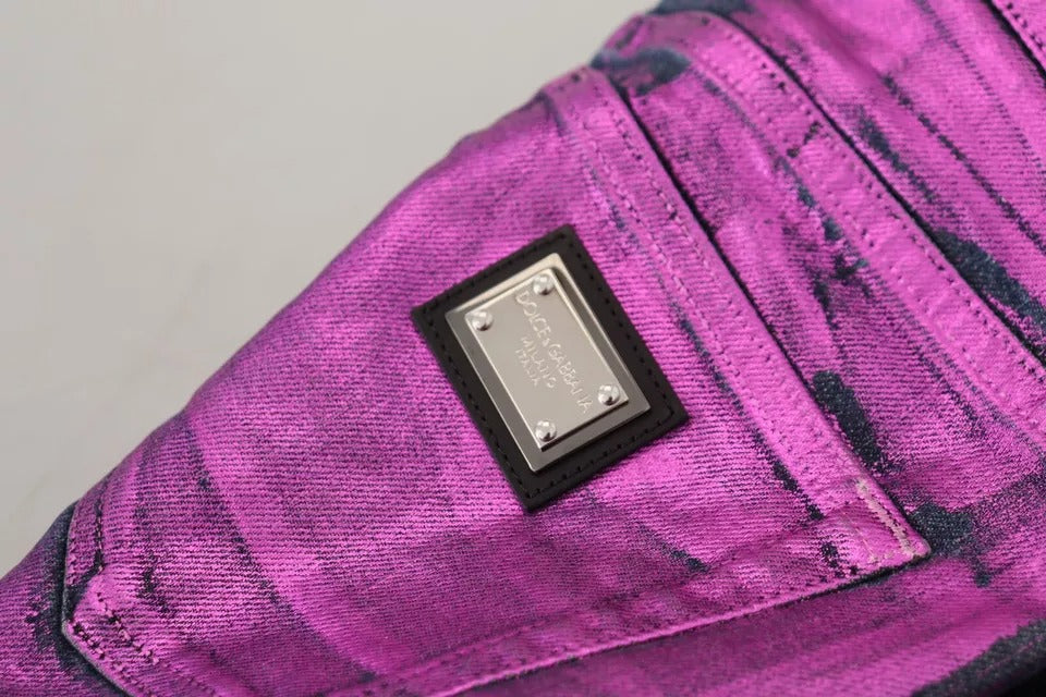 Purple velvet fabric with a black label on it