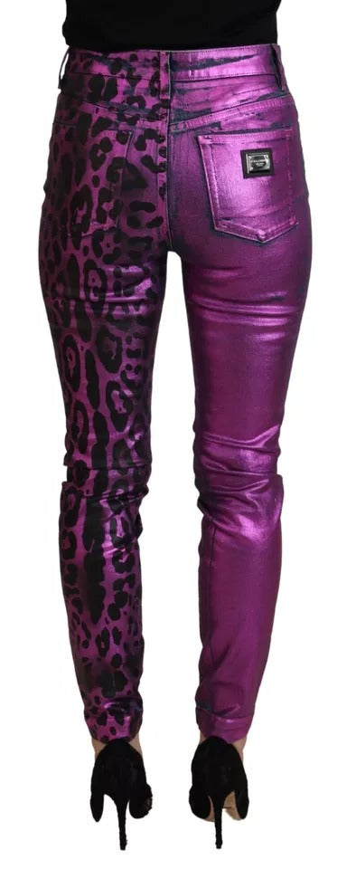 Pair of pink leopard print jeans