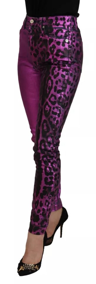 Pair of pink leopard print high waisted pants