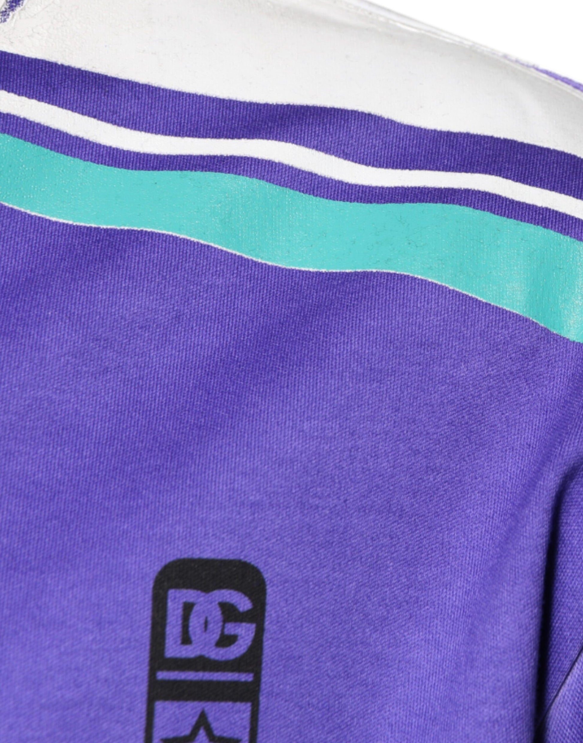 Purple shirt with white stripes