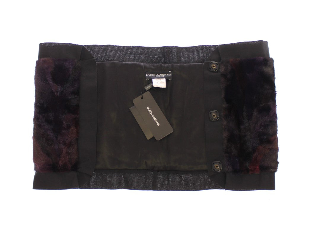 Black vest with purple fur trim