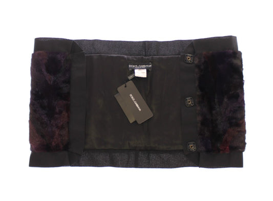 Black vest with purple fur trim