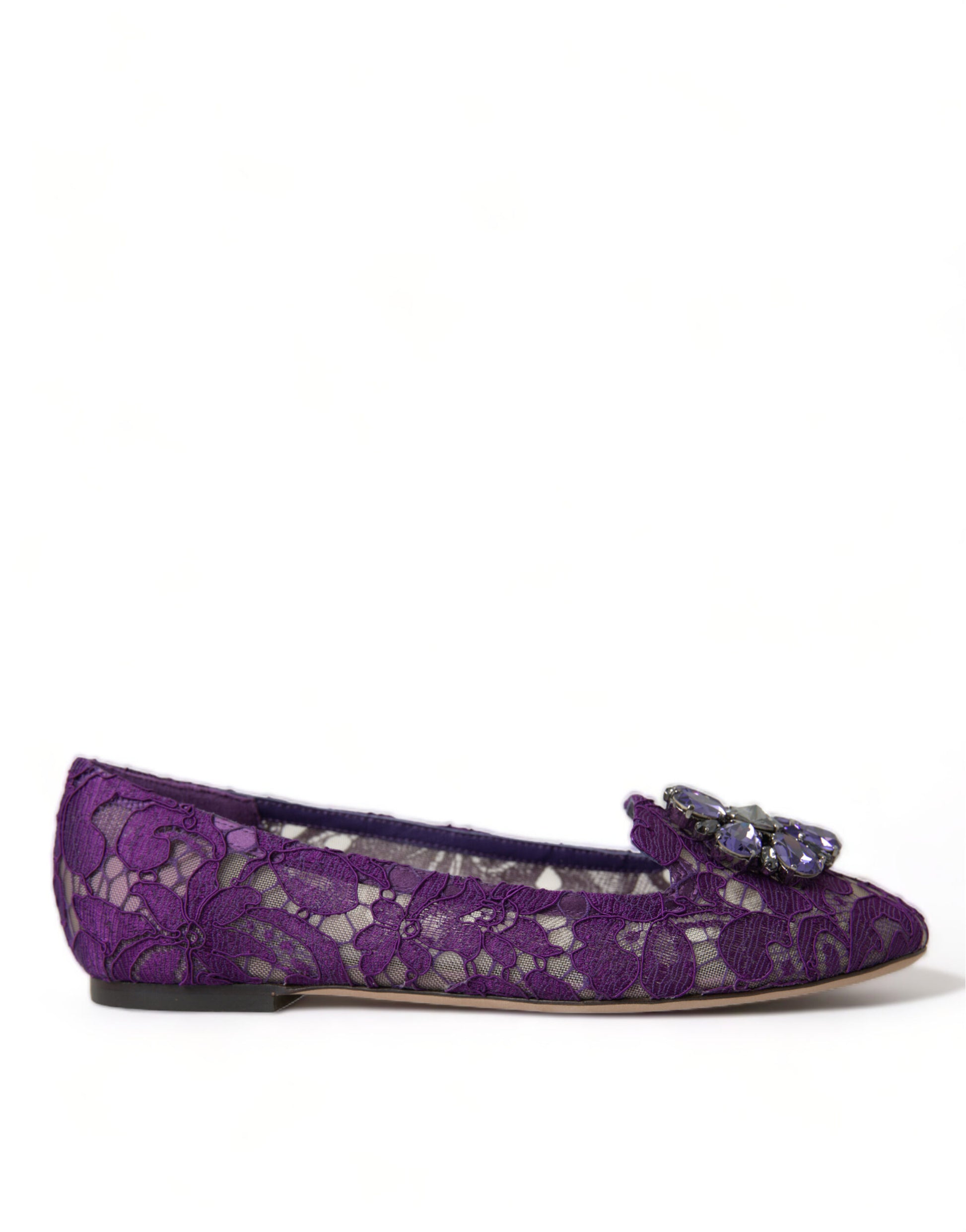 Purple lace women's flat shoe with bow detail
