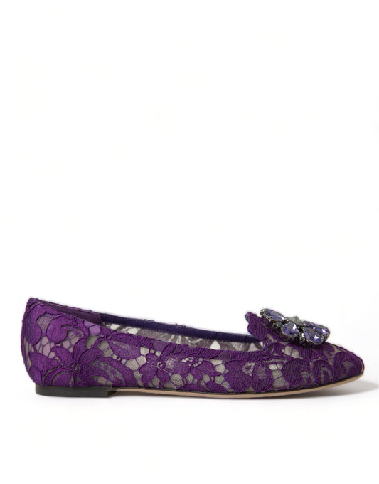 Purple lace women's flat shoe with bow detail