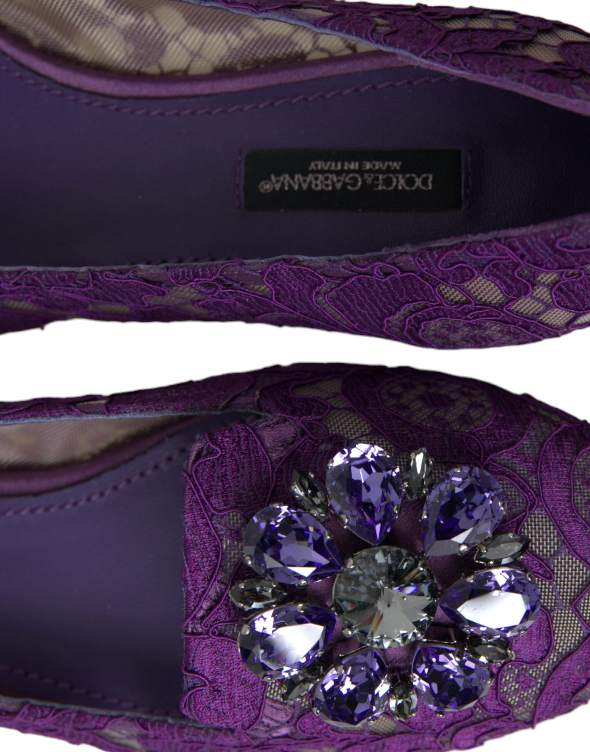 Purple shoe with lace and embellishment