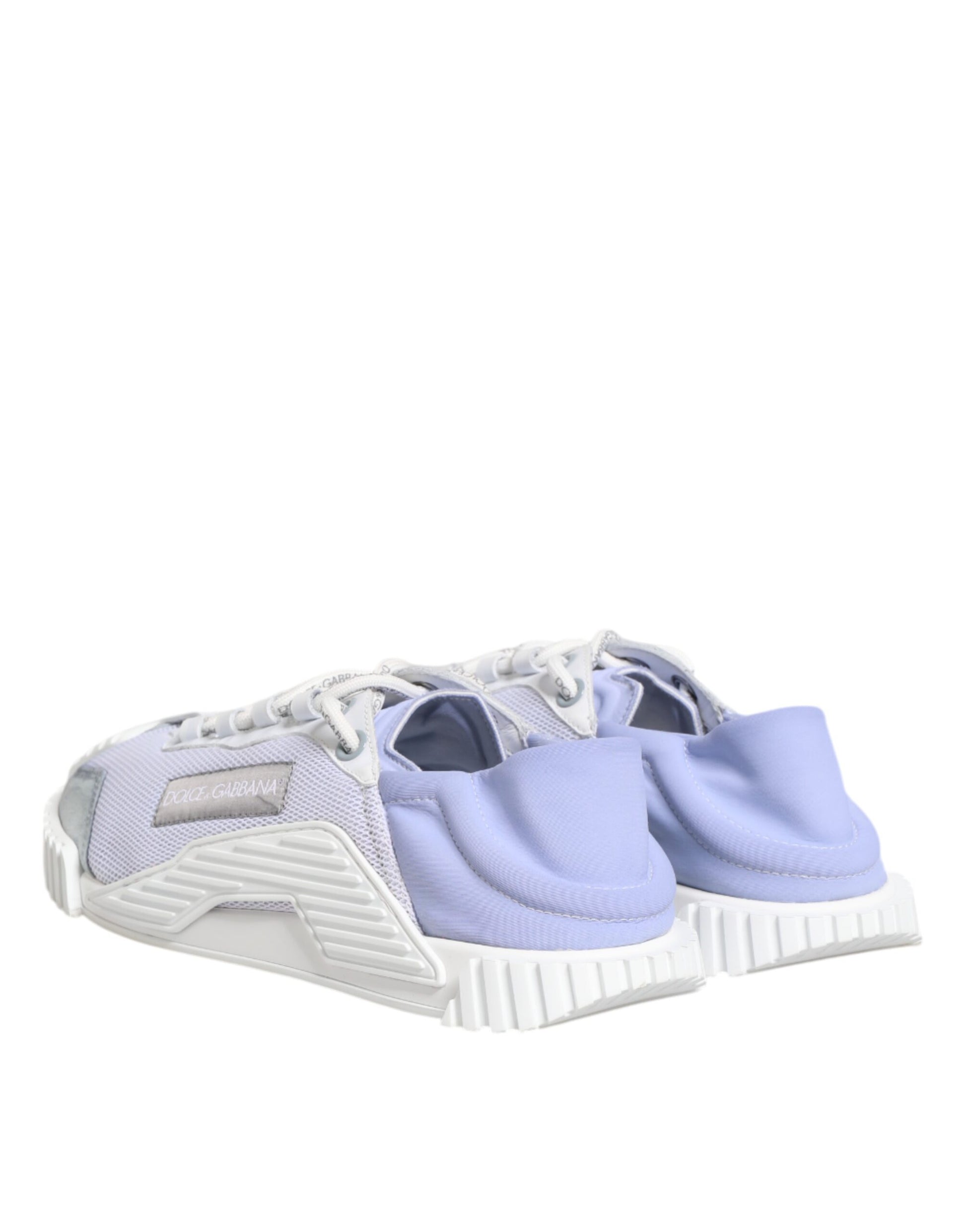 Pair of purple and white lace-up sneakers with a low top