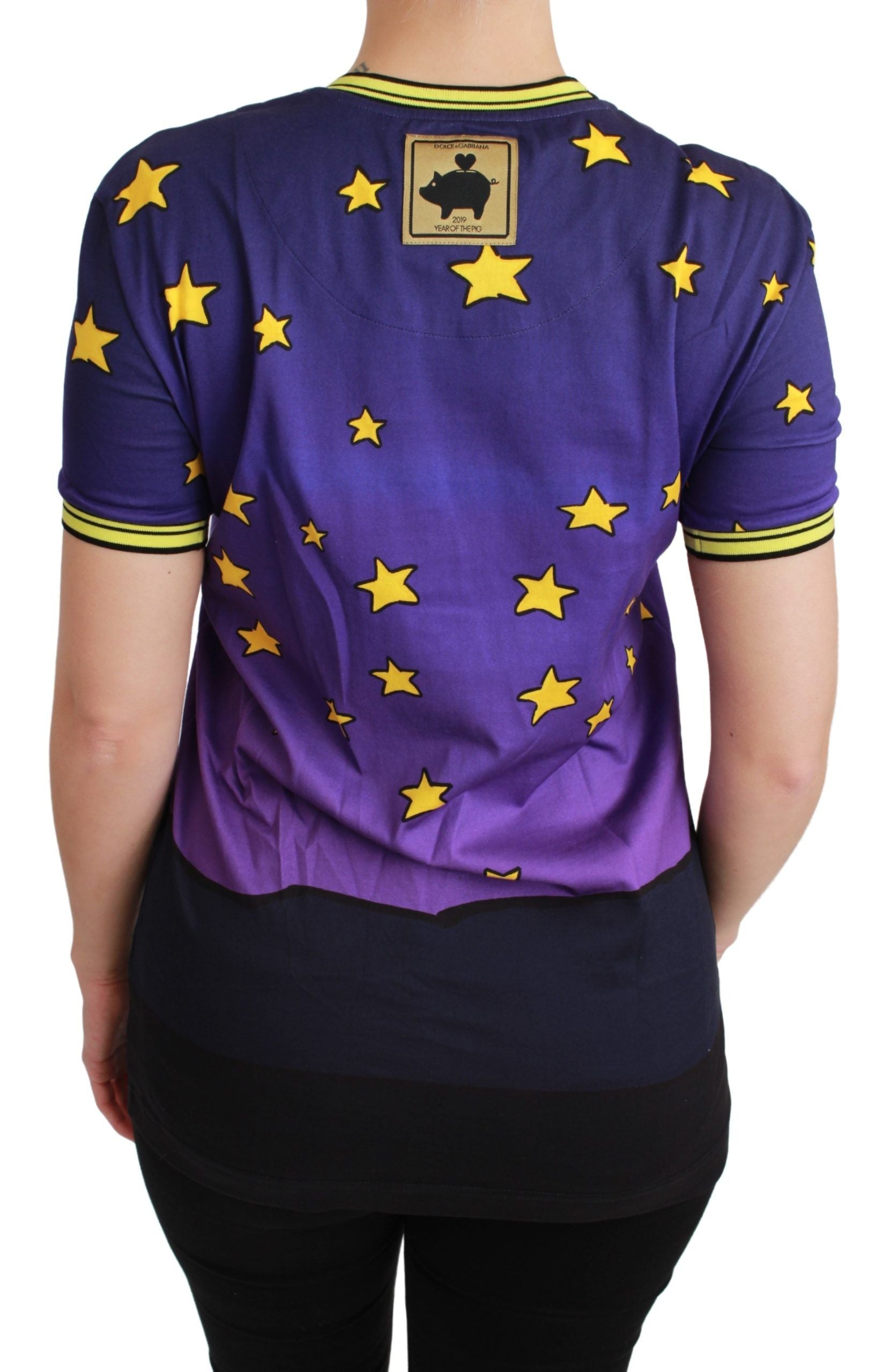Purple shirt with yellow stars on back