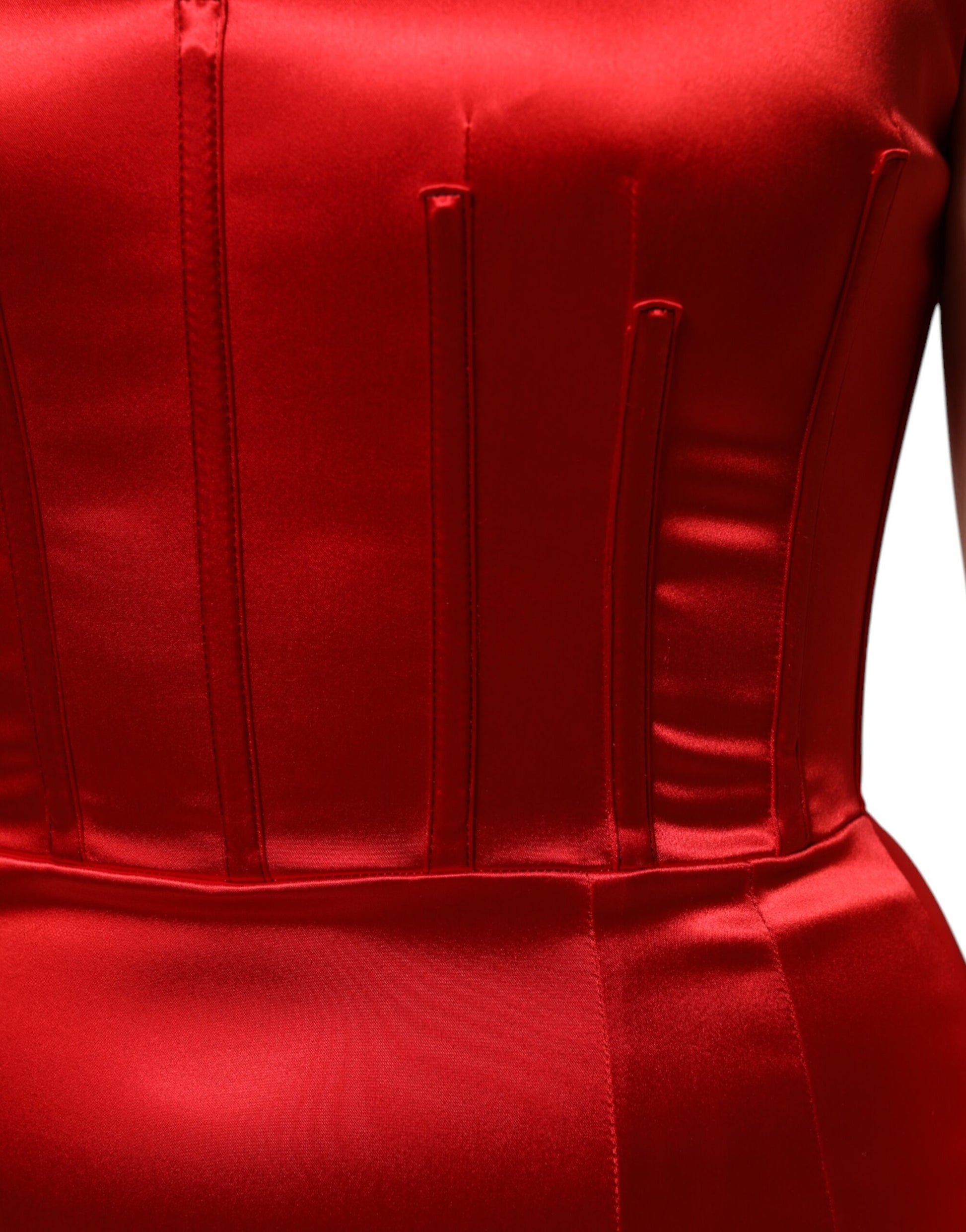 A red sleeveless sheath midi dress with acetate fabric