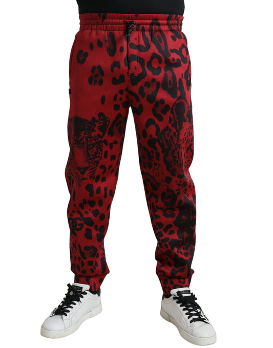 Red and black leopard print sweatpants