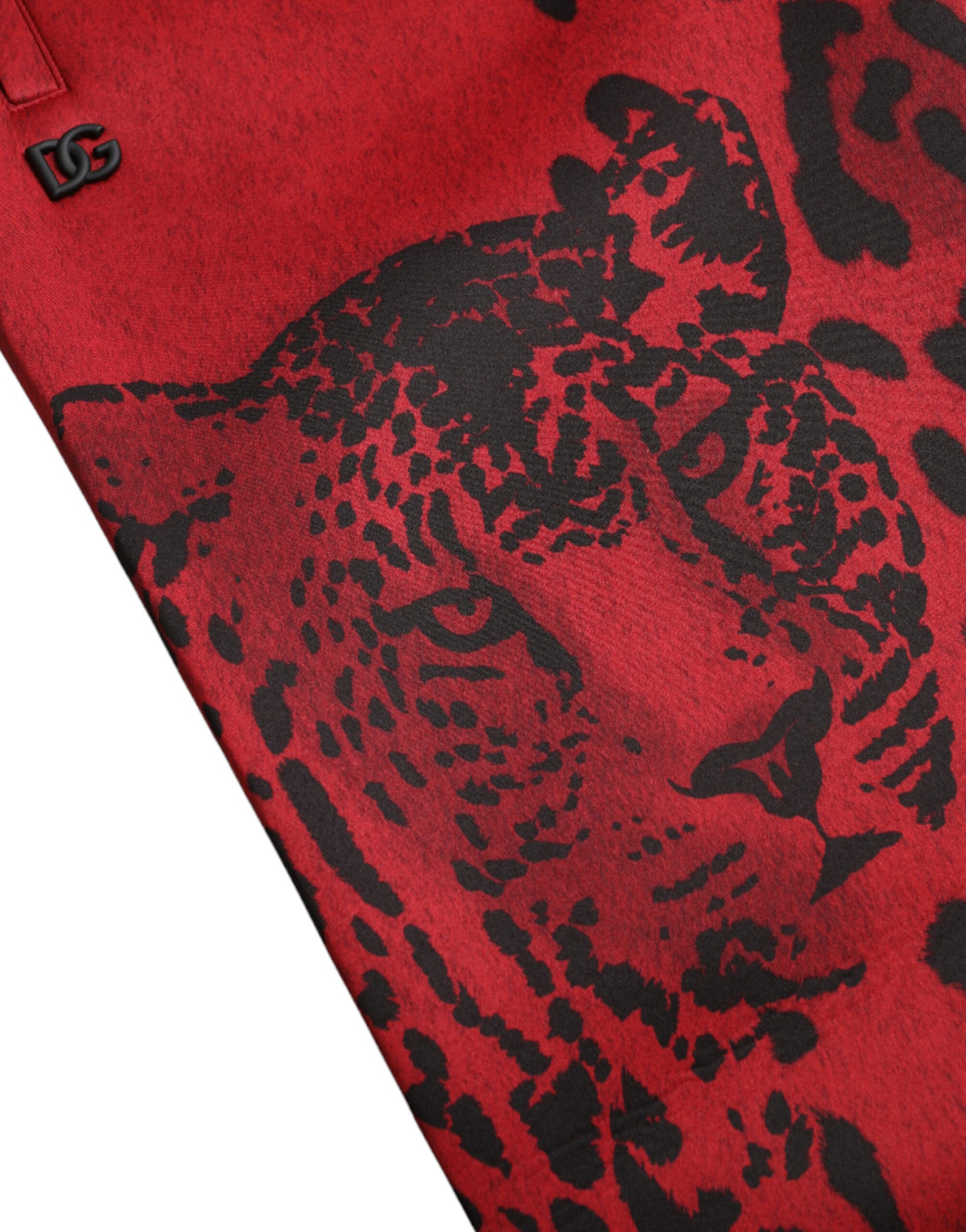 Red scarf with black tiger print