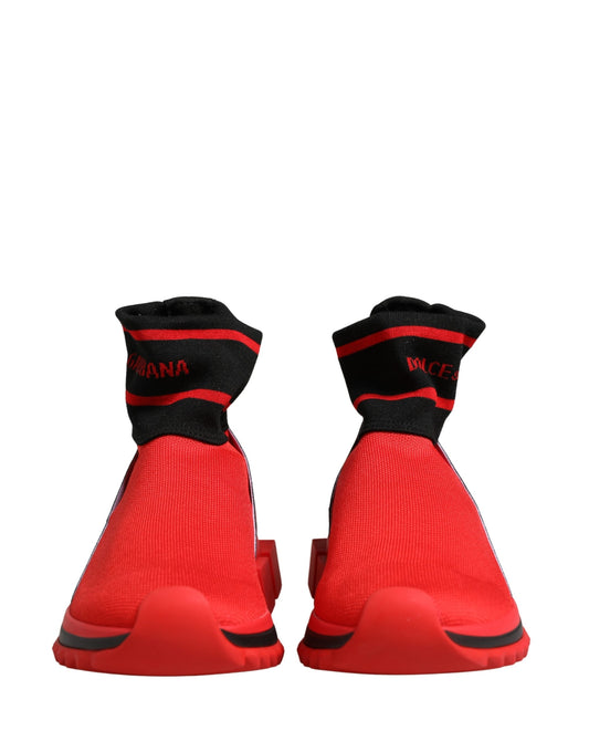 Red sneakers with black laces