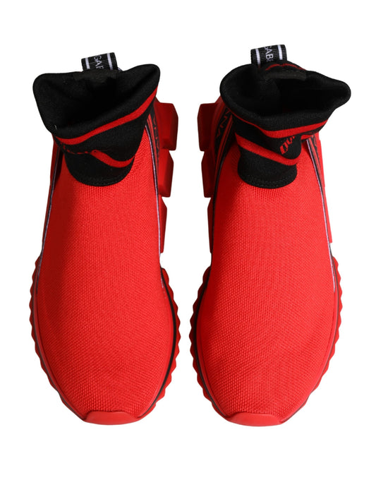 Red sneakers with black laces