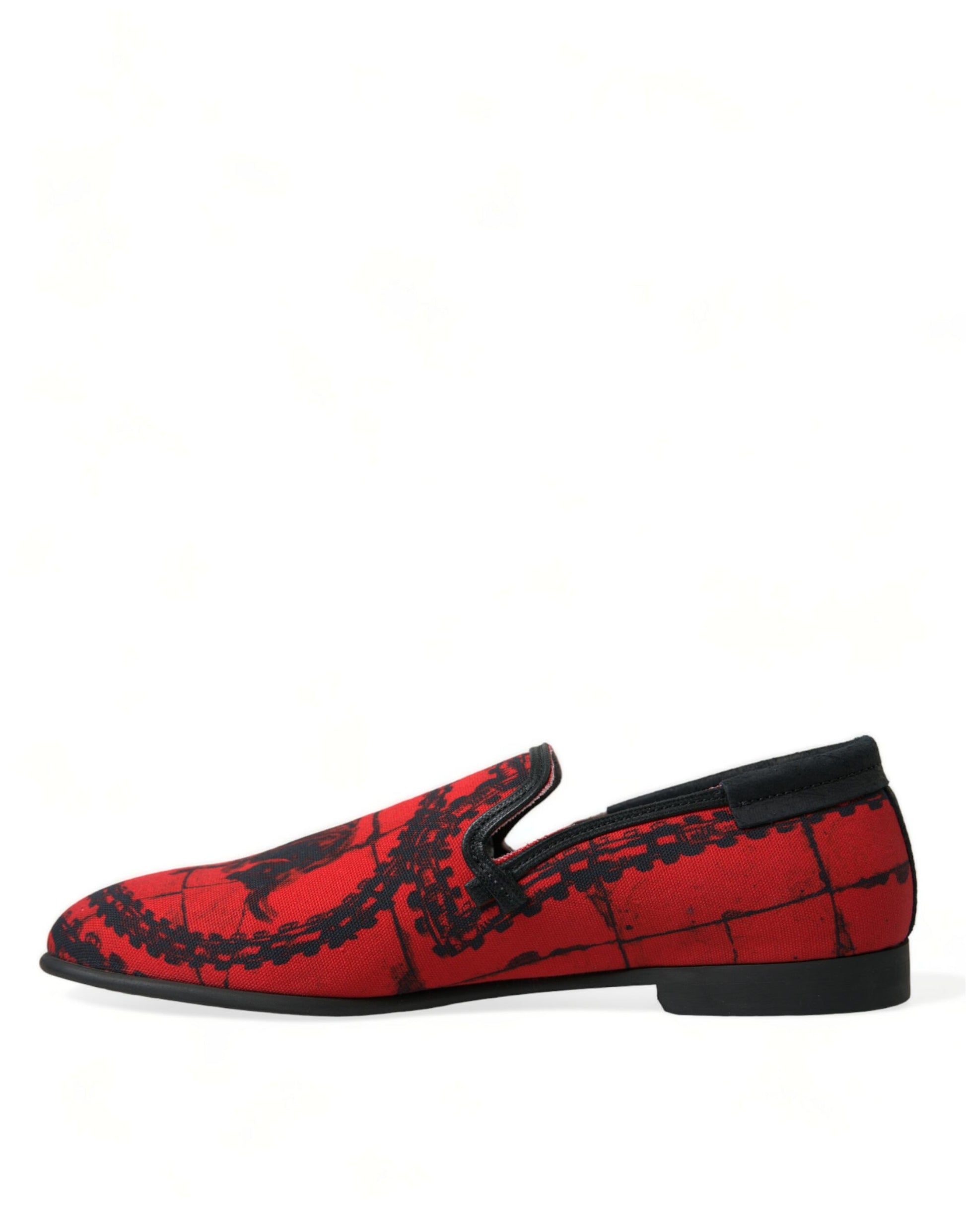 Red shoe with black sole and laces