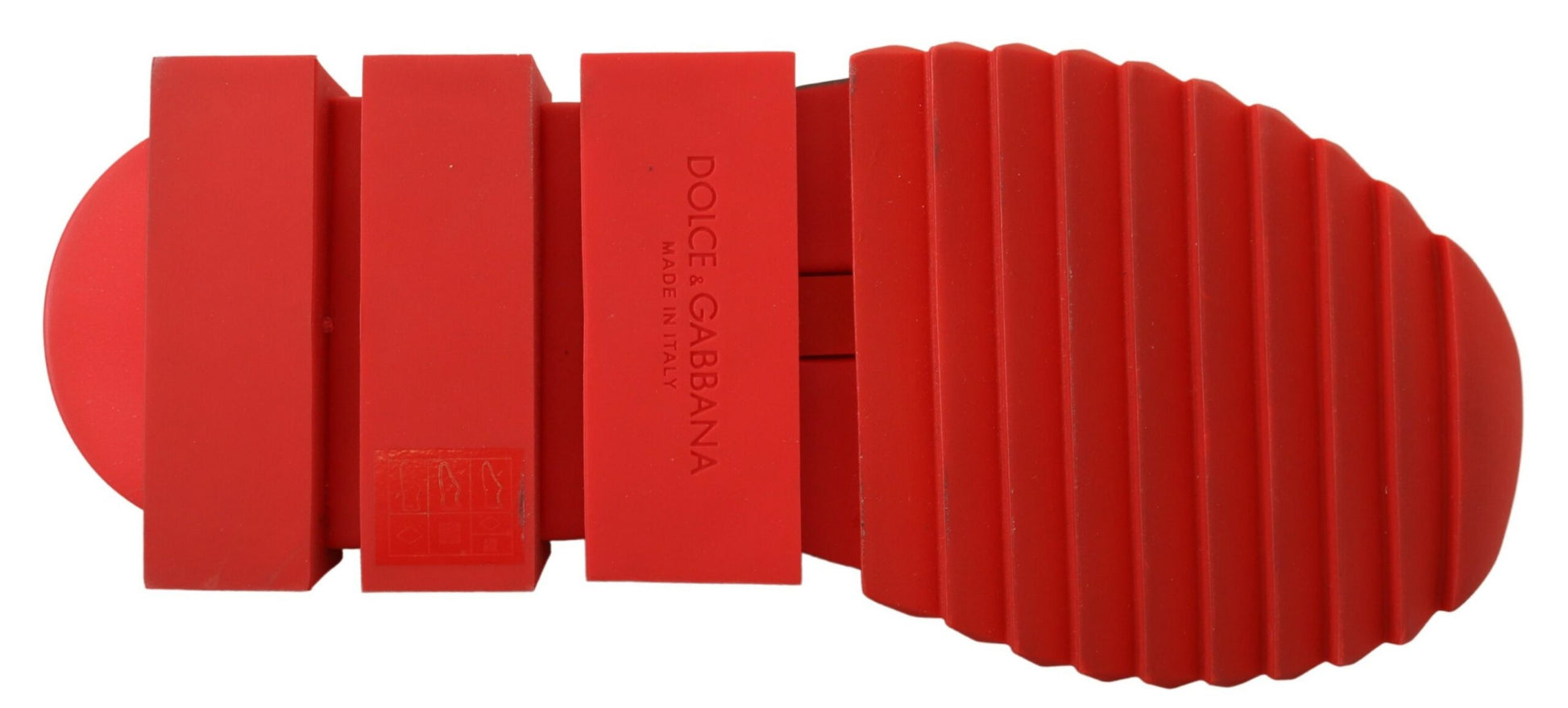 Red footprints on red blocks