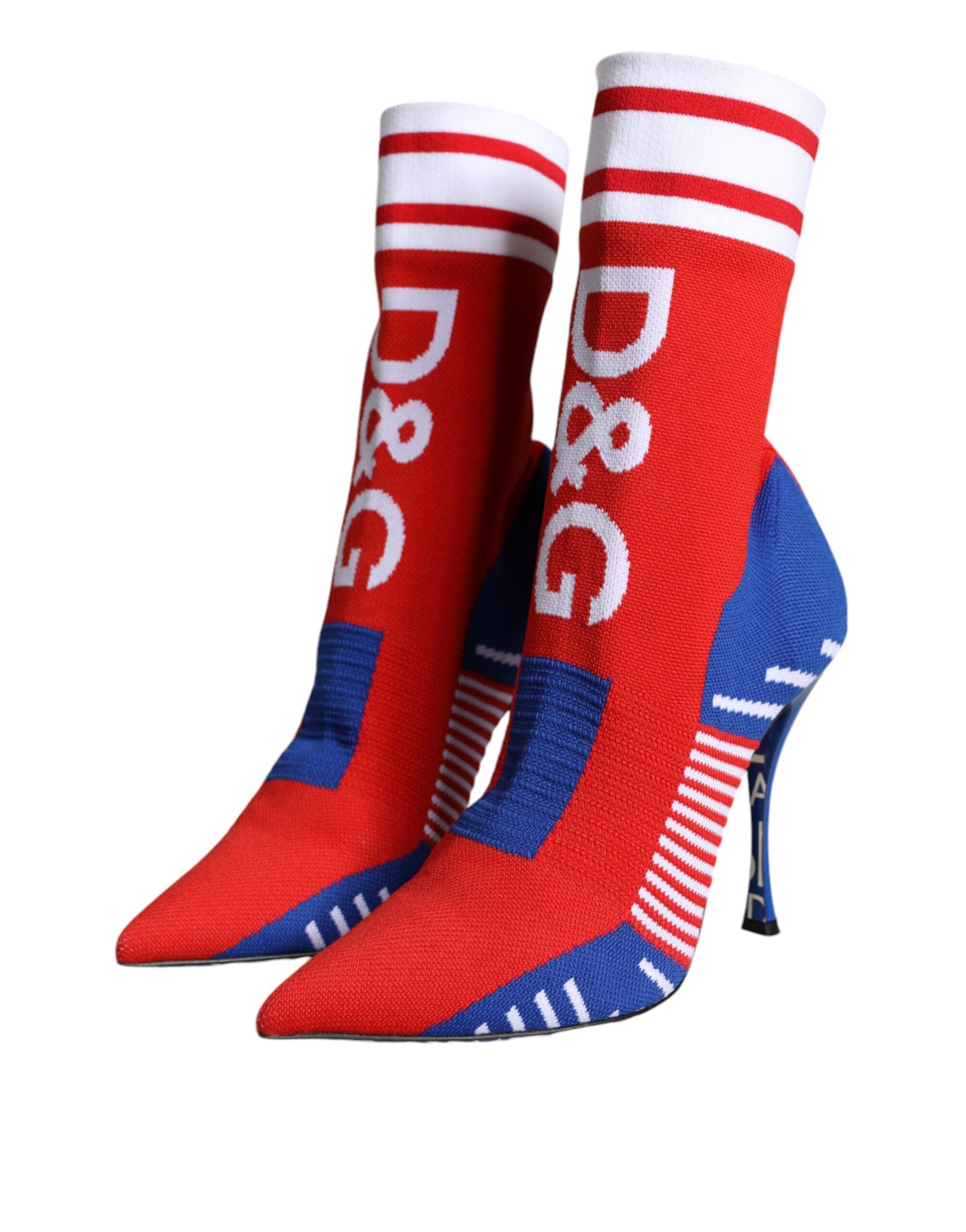 Red socks with white lettering